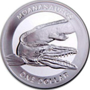 New Zealand One Dollar Moanasaurus 2010 (m) Prooflike KM# 339 MOANASAURUS ONE DOLLAR coin reverse New Zealand One Dollar Moanasaurus 2010 (m) Prooflike KM# 339 MOANASAURUS ONE DOLLAR coin reverse