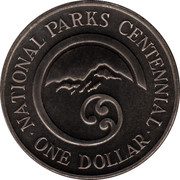 New Zealand One Dollar National Parks Centennial 1987 (l) KM# 65 NATIONAL PARKS CENTENNIAL. ONE DOLLAR coin reverse