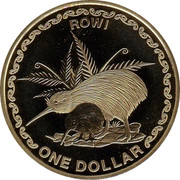 New Zealand One Dollar Rowi Kiwi 2005 (w) KM# 276 ROWI ONE DOLLAR coin reverse New Zealand One Dollar Rowi Kiwi 2005 (w) KM# 276 ROWI ONE DOLLAR coin reverse