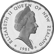 New Zealand One Dollar Royal Visit 1981 (l) KM# 50 ELIZABETH II QUEEN OF NEW ZEALAND 1981 coin obverse New Zealand One Dollar Royal Visit 1981 (l) KM# 50 ELIZABETH II QUEEN OF NEW ZEALAND 1981 coin obverse