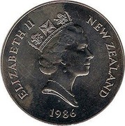 New Zealand One Dollar Royal Visit 1986 (l) KM# 56 ELIZABETH II NEW ZEALAND 1986 RDM coin obverse New Zealand One Dollar Royal Visit 1986 (l) KM# 56 ELIZABETH II NEW ZEALAND 1986 RDM coin obverse