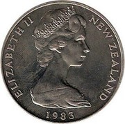 New Zealand One Dollar Royal Visit Prince Charles and Lady Diana 1983 KM# 52 ELIZABETH II NEW ZEALAND 1983 coin obverse