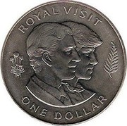 New Zealand One Dollar Royal Visit Prince Charles and Lady Diana 1983 KM# 52 ROYAL VISIT ONE DOLLAR coin reverse