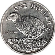 New Zealand One Dollar Takahe Bird 1982 (l) KM# 51 ONE DOLLAR TAKAHE coin reverse New Zealand One Dollar Takahe Bird 1982 (l) KM# 51 ONE DOLLAR TAKAHE coin reverse