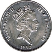 New Zealand One Dollar Treaty of Waitangi 1990 KM# 76 ELIZABETH II NEW ZEALAND 1990 RDM coin obverse