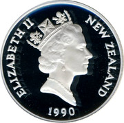 New Zealand One Dollar Treaty of Waitangi 1990 Proof KM# 76a ELIZABETH II NEW ZEALAND 1990 RDM coin obverse