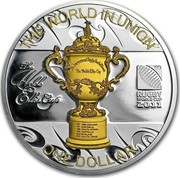 New Zealand One Dollar Webb Ellis Cup 2011 (m) Proof KM# 346 THE WORLD IN UNION ONE DOLLAR RUGBY WORLD CUP 2011 THE WEBB ELLIS CUP coin reverse New Zealand One Dollar Webb Ellis Cup 2011 (m) Proof KM# 346 THE WORLD IN UNION ONE DOLLAR RUGBY WORLD CUP 2011 THE WEBB ELLIS CUP coin reverse