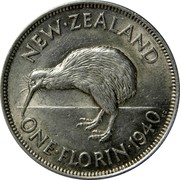 New Zealand One Florin George VI 1940 KM# 10.1 NEW∙ZEALAND ONE∙FLORIN∙*YEAR* KG coin reverse New Zealand One Florin George VI 1940 KM# 10.1 NEW∙ZEALAND ONE∙FLORIN∙*YEAR* KG coin reverse