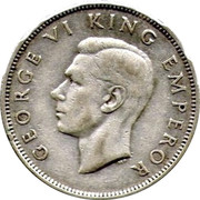 New Zealand One Florin George VI 1946 KM# 10.2 GEORGE VI KING EMPEROR HP coin obverse New Zealand One Florin George VI 1946 KM# 10.2 GEORGE VI KING EMPEROR HP coin obverse