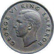New Zealand One Florin George VI 1947 KM# 10.2a GEORGE VI KING EMPEROR HP coin obverse New Zealand One Florin George VI 1947 KM# 10.2a GEORGE VI KING EMPEROR HP coin obverse