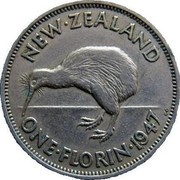New Zealand One Florin George VI 1947 KM# 10.2a NEW∙ZEALAND ONE∙FLORIN∙1947 KG coin reverse New Zealand One Florin George VI 1947 KM# 10.2a NEW∙ZEALAND ONE∙FLORIN∙1947 KG coin reverse