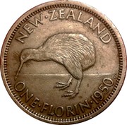 New Zealand One Florin George VI 1950 KM# 18 NEW∙ZEALAND ONE∙FLORIN∙*YEAR* coin reverse New Zealand One Florin George VI 1950 KM# 18 NEW∙ZEALAND ONE∙FLORIN∙*YEAR* coin reverse
