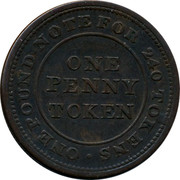 UK One Penny Flint Lead Works 1813  ONE PENNY TOKEN ONE POUND NOTE FOR 240 TOKENS coin reverse