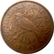 New Zealand One Penny George VI 1941 KM# 13 NEW ZEALAND∙ONE PENNY ∙*YEAR*∙ coin reverse New Zealand One Penny George VI 1941 KM# 13 NEW ZEALAND∙ONE PENNY ∙*YEAR*∙ coin reverse