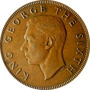 New Zealand One Penny (George VI) KM# 21 KING GEORGE THE SIXTH HP coin obverse New Zealand One Penny (George VI) KM# 21 KING GEORGE THE SIXTH HP coin obverse