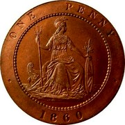 UK One Penny Joseph Moore Pattern 1860 ONE PENNY 1860 coin reverse UK One Penny Joseph Moore Pattern 1860 ONE PENNY 1860 coin reverse