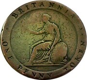 UK One Penny Stockton - Christopher & Jennett 1813  BRITANNIA * ONE PENNY TOKEN * coin reverse