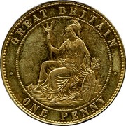 UK One Penny Victoria Queen Joseph Moore Pattern 1860 GREAT BRITAIN ONE PENNY coin reverse UK One Penny Victoria Queen Joseph Moore Pattern 1860 GREAT BRITAIN ONE PENNY coin reverse