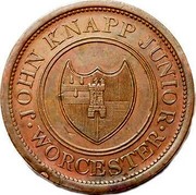 UK One Penny Worcester - John Knapp Junior 1813  JOHN KNAPP JUNIOR * WORCESTER * coin obverse
