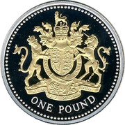 UK One Pound British Royal Arms 2008 Proof ONE POUND coin reverse