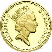 UK One Pound Dragon of Wales 1995 Proof KM# 969 ELIZABETH II D∙G∙REG∙F∙D∙1995 RDM coin obverse UK One Pound Dragon of Wales 1995 Proof KM# 969 ELIZABETH II D∙G∙REG∙F∙D∙1995 RDM coin obverse