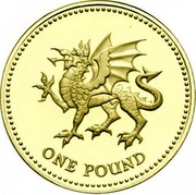 UK One Pound Dragon of Wales 1995 Proof KM# 969 ONE POUND coin reverse UK One Pound Dragon of Wales 1995 Proof KM# 969 ONE POUND coin reverse