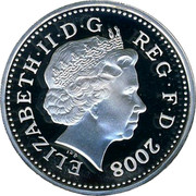 UK One Pound English Royal Oak 2008 Proof ELIZABETH II D G REG F D 2008 IRB coin obverse