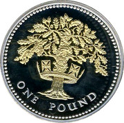 UK One Pound English Royal Oak 2008 Proof ONE POUND coin reverse