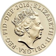 UK One Pound Last Round Pound 2016  ELIZABETH II∙DEI∙GRA∙REG∙FID∙DEF∙2016∙ J.C coin obverse