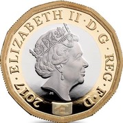 UK One Pound Nations of the Crown 2017 Proof 2017 ELIZABETH II D G REG F D J.C coin obverse UK One Pound Nations of the Crown 2017 Proof 2017 ELIZABETH II D G REG F D J.C coin obverse