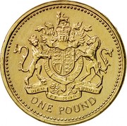 UK One Pound Royal Arms 1983 Proof KM# 933 HONI SOIT QUI MAL Y PENSE DIEU ET MON DROIT ONE POUND coin reverse UK One Pound Royal Arms 1983 Proof KM# 933 HONI SOIT QUI MAL Y PENSE DIEU ET MON DROIT ONE POUND coin reverse