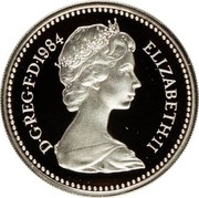 UK One Pound Scottish Thistle 1984 Proof KM# 934a D∙G∙REG∙F∙D∙1984 ELIZABETH∙II coin obverse UK One Pound Scottish Thistle 1984 Proof KM# 934a D∙G∙REG∙F∙D∙1984 ELIZABETH∙II coin obverse