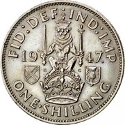 UK One Shilling Scottish crest 1947 Proof KM# 864 FID:DEF∙IND:IMP 19 47. K G ONE∙SHILLING coin reverse UK One Shilling Scottish crest 1947 Proof KM# 864 FID:DEF∙IND:IMP 19 47. K G ONE∙SHILLING coin reverse