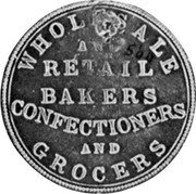 New Zealand One Penny (1857) KM# Tn72 Trade Tokens WHOLE SALE AND RETAIL BAKERS CONFECTIONERS AND GROSERS coin obverse New Zealand One Penny (1857) KM# Tn72 Trade Tokens WHOLE SALE AND RETAIL BAKERS CONFECTIONERS AND GROSERS coin obverse