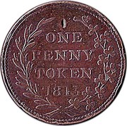 UK Penny Coleraine - W. McKenzie 1813  ONE PENNY TOKEN 1813 coin reverse