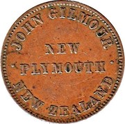 New Zealand Penny Gilmour John - New Plymouth 1875 KM# Tn21 JOHN GILMOUR NEW PLYMOUTH NEW ZEALAND coin reverse New Zealand Penny Gilmour John - New Plymouth 1875 KM# Tn21 JOHN GILMOUR NEW PLYMOUTH NEW ZEALAND coin reverse