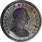 New Zealand Penny Levy Lipman - Wellington (1857) KM# Tn40 WELLINGTON & ERIN GO BRAGH coin obverse New Zealand Penny Levy Lipman - Wellington (1857) KM# Tn40 WELLINGTON & ERIN GO BRAGH coin obverse