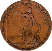 New Zealand Penny Merrington J.M. & Co. Nelson (1865-1868) KM# Tn46 ADVANCE NEW ZEALAND coin obverse New Zealand Penny Merrington J.M. & Co. Nelson (1865-1868) KM# Tn46 ADVANCE NEW ZEALAND coin obverse