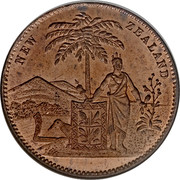 New Zealand Penny Milner & Thompson / Christchurch 1857 KM# Tn54 NEW ZEALAND coin obverse New Zealand Penny Milner & Thompson / Christchurch 1857 KM# Tn54 NEW ZEALAND coin obverse