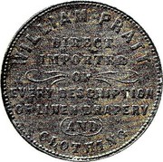 New Zealand Penny Pratt William - Christchurch (1864-1870) KM# Tn60 WILLIAM PRATT DIRECT IMPORTER OF EVERY DESCRIPTION OF LINEN DRAPERY AND CLOTHING coin obverse New Zealand Penny Pratt William - Christchurch (1864-1870) KM# Tn60 WILLIAM PRATT DIRECT IMPORTER OF EVERY DESCRIPTION OF LINEN DRAPERY AND CLOTHING coin obverse