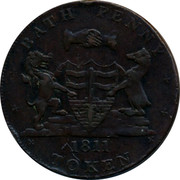 UK Penny Somerset - Bath / Whitchurch & Dore 1811  BATH PENNY TOKEN 1811 coin obverse UK Penny Somerset - Bath / Whitchurch & Dore 1811  BATH PENNY TOKEN 1811 coin obverse