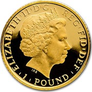 UK Pound Britannia 2013 British Royal Mint Proof KM# 1269 ELIZABETH'II'D'G REG'FID'DEF '1'POUND' IRB coin obverse UK Pound Britannia 2013 British Royal Mint Proof KM# 1269 ELIZABETH'II'D'G REG'FID'DEF '1'POUND' IRB coin obverse