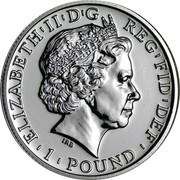 UK Pound Britannia 2013 British Royal Mint Proof KM# 1257 ELIZABETH'II'D'G REG'FID'DEF '1'POUND' IRB coin obverse UK Pound Britannia 2013 British Royal Mint Proof KM# 1257 ELIZABETH'II'D'G REG'FID'DEF '1'POUND' IRB coin obverse