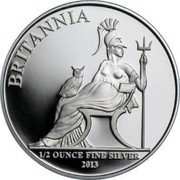UK Pound Britannia 2013 British Royal Mint Proof KM# 1257 BRITANNIA 1/2 OUNCE FINE SILVER 2013 coin reverse UK Pound Britannia 2013 British Royal Mint Proof KM# 1257 BRITANNIA 1/2 OUNCE FINE SILVER 2013 coin reverse