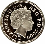 UK Pound Dragon of Wales 2000 Proof KM# 1005a ELIZABETH∙II∙D∙G REG∙F∙D∙2000 IRB coin obverse UK Pound Dragon of Wales 2000 Proof KM# 1005a ELIZABETH∙II∙D∙G REG∙F∙D∙2000 IRB coin obverse