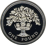 UK Pound English Oak 1987 Proof KM# 948a ONE POUND coin reverse UK Pound English Oak 1987 Proof KM# 948a ONE POUND coin reverse