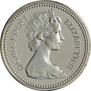 UK Pound Royal Coat of Arms 1983 Proof KM# 933a D∙G∙REG∙F∙D∙1983 ELIZABETH∙II coin obverse UK Pound Royal Coat of Arms 1983 Proof KM# 933a D∙G∙REG∙F∙D∙1983 ELIZABETH∙II coin obverse