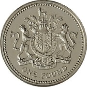 UK Pound Royal Coat of Arms 1983 Proof KM# 933a HONI SOIT QUI MAL Y PENSE DIEU ET MON DROIT ONE POUND coin reverse UK Pound Royal Coat of Arms 1983 Proof KM# 933a HONI SOIT QUI MAL Y PENSE DIEU ET MON DROIT ONE POUND coin reverse