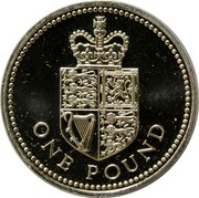 UK Pound Royal Shield 1988 KM# 954 ONE POUND coin reverse