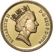 UK Pound Scottish Arms 1994 Proof KM# 967 ELIZABETH II D∙G∙REG∙F∙D∙1994 RDM coin obverse